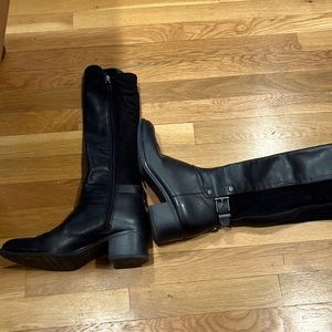 Franco Sarto 8.5 black leather and fabric boots